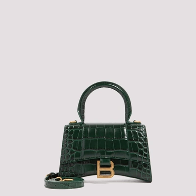 BALENCIAGA: Hourglass bag in leather - Green  Balenciaga mini bag  5935461LRGM online at