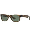 Ray Ban Standard New Wayfarer 55mm Sunglasses - Dark Tortoise In Green Classic G-15
