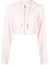 Givenchy Womens Light Pink Cropped Branded Velvet Hoody M