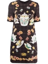Boutique Moschino Dress Moschino Boutique Short Dress In Printed Crepe In Black