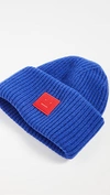 Acne Studios Pansy Face Blue Wool Beanie
