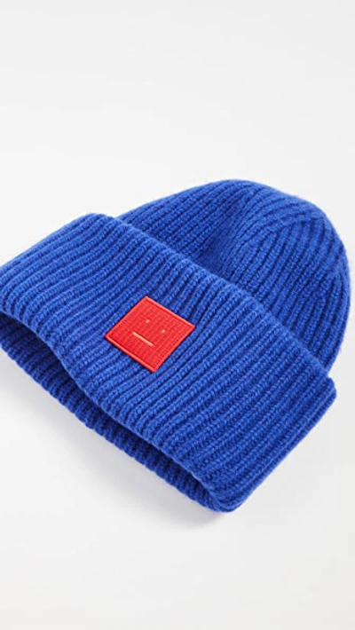 Acne Studios Pansy Face Blue Wool Beanie