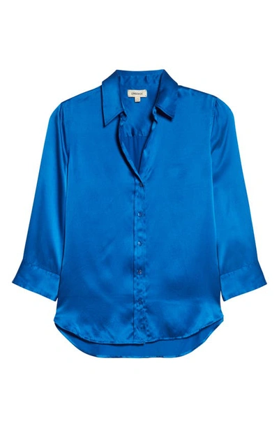 L Agence Dani Three-quarter Sleeve Silk Blouse In Daphne Blue