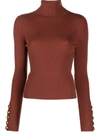 A.l.c Desi Rib-knit Turtleneck Sweater In Red-drk