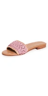 Carrie Forbes Trensa Braided Raffia Sandals In Rose Gold