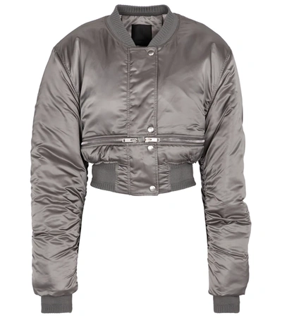 Givenchy Womens Titanium Cropped Shell Bomber Jacket 8 In Grey
