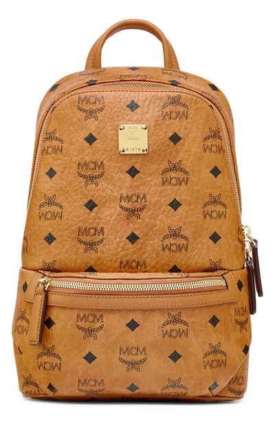 Mcm Small Klassik Visetos Sling Style Backpack In Cognac