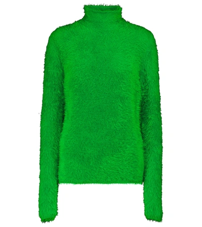 Stella Mccartney Fur Free Fur High Neck Jumper In Green