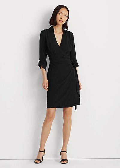 Lauren Ralph Lauren Wrap-style Crepe Shirtdress In Black