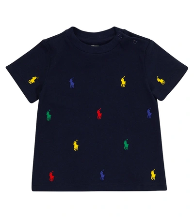 Polo Ralph Lauren Babies' Embroidered Cotton T-shirt In Blue