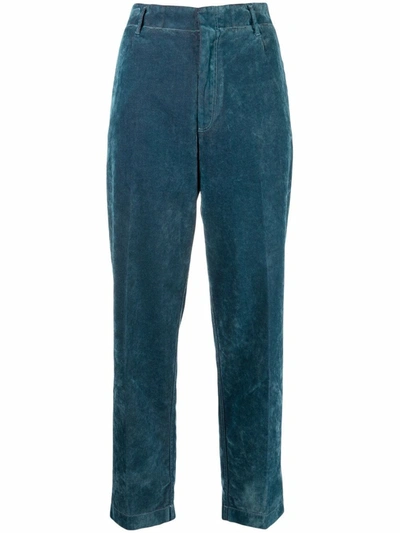 Forte Forte Slim-cut Velour Trousers In Green