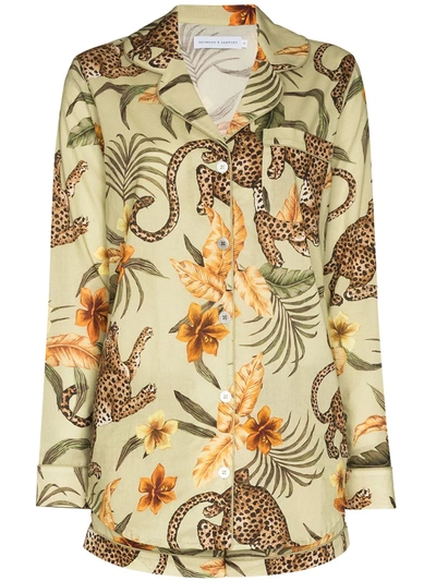 Desmond & Dempsey Soleia Leopard-print Cotton Pyjama Set In Neutrals