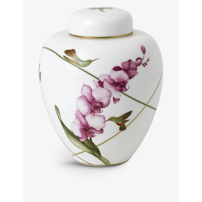 Wedgwood Hummingbird Hand-painted Fine Bone China Lidded Vase 15cm In Multi
