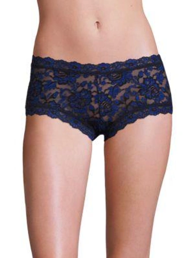 Hanky Panky Lace Boyshorts In Black Blue