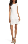 Rebecca Taylor Knit Pique Flare-skirt Dress, White In Sea Salt