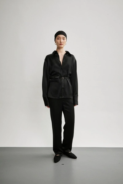 Viktoria Chan Ellery Satin Shirt In Black