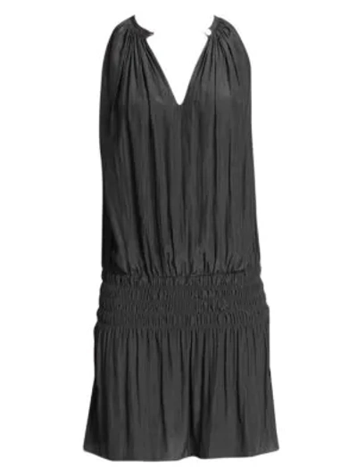 Ramy Brook Rori Blouson Pleated Minidress In Black