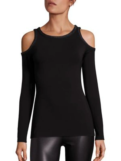 Bailey44 Bailey 44 Woman Cold-shoulder Faux Leather-trimmed Jersey Top Black