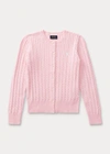 Polo Ralph Lauren Kids' Mini-cable Cotton Cardigan In Pink