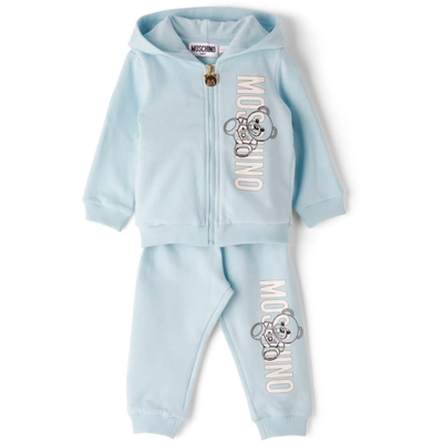 Moschino Baby Sky Blue Logo-embroidered Cotton-blend Tracksuit Set 3-36 Months 9-12 Months