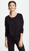 Eberjey Heather Slouchy Drawstring Lounge Tee In True Black