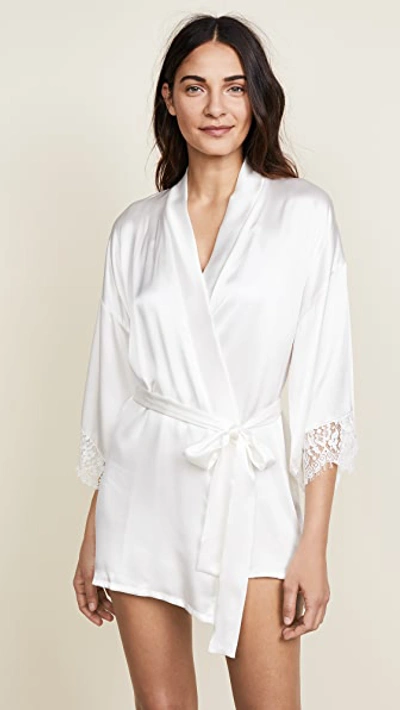 Hanky Panky Lady Catherine Silk Robe In Light Ivory