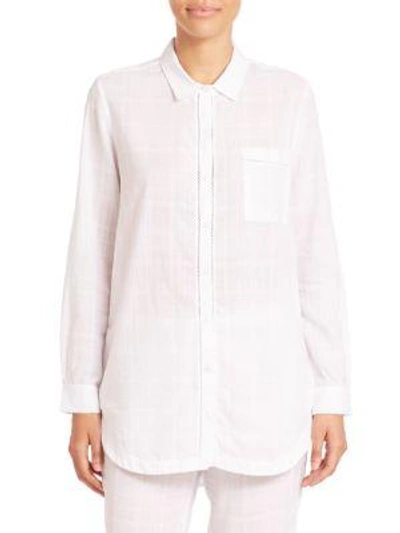 Skin Light Stripe Cotton Pajama Top In White