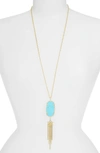 Kendra Scott Rayne Stone Tassel Pendant Necklace In Turquoise Magnasite/ Gold