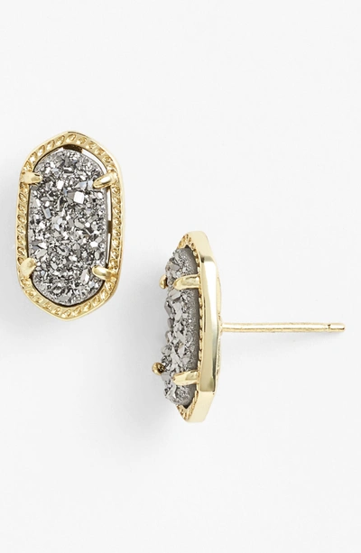 Kendra Scott Ellie Platinum Druzy Stud Earrings In Platinum Drusy