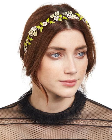 Jennifer Behr Aviva Floral Circlet Headband, Pink/green | ModeSens