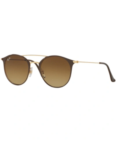 Ray Ban Highstreet 52mm Round Brow Bar Sunglasses - Brown/ Gold In Brown Gradient