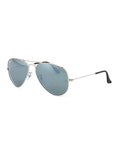 Ray Ban Mirrored Aviator Sunglasses In Silver
