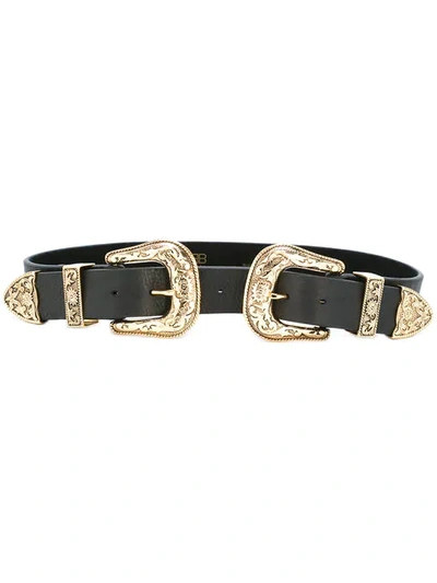 B-low The Belt Double Buckle Belt In Blackgold