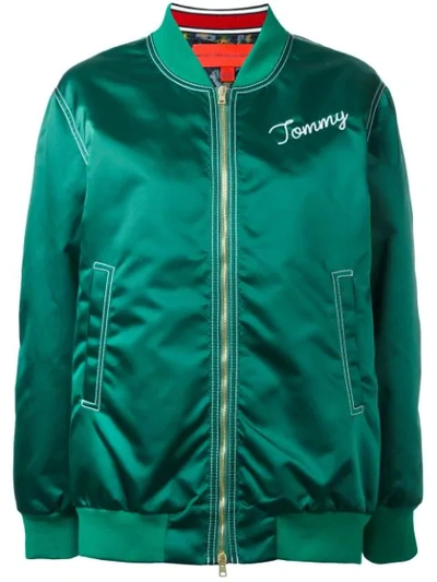 Tommy Hilfiger Logo Bomber Jacket In Green