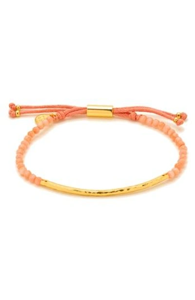 Gorjana Power Gemstone Beaded Bracelet In Pink Coral / Gold