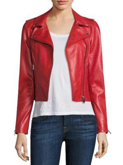 Lamarque Donna Leather Biker Jacket In Sunset