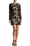 Dress The Population Grace A-line Dress In Black/ Nude