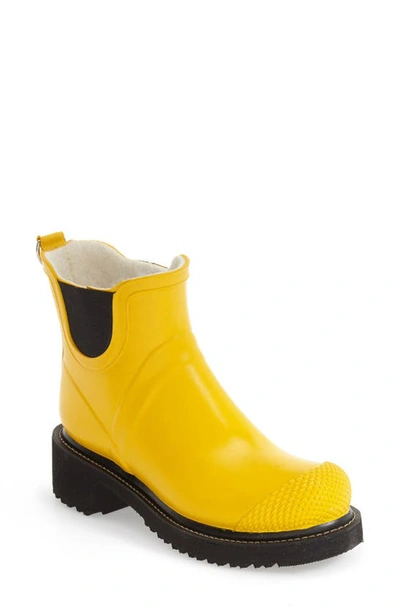 Ilse Jacobsen Short Rubberboot High Heel In Cyber Yellow In Multi