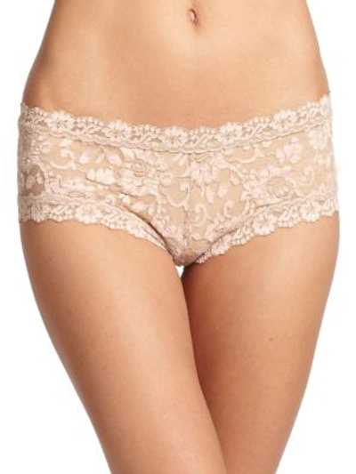 Hanky Panky Medium-rise Cross-dyed Boyshorts In Taupe-vanilla