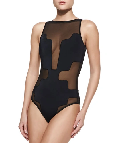 Oye Swimwear Selina Puzzle Cutout-back One-piece Swimsuit In Black