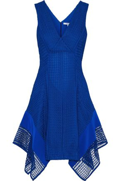 Derek Lam 10 Crosby Woman Crepe De Chine-paneled Guipure Lace Dress Cobalt Blue