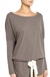 Eberjey Heather Slouchy Drawstring Lounge Tee In Light Charcoal
