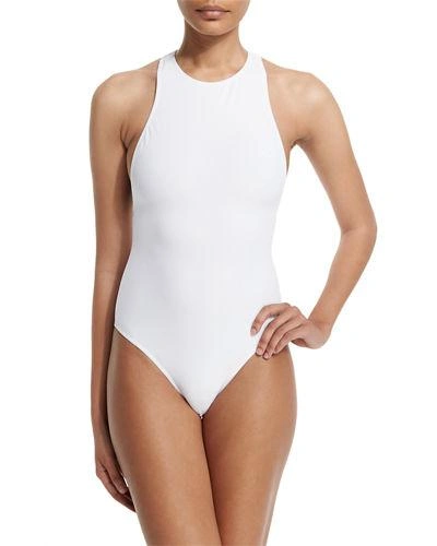 Oye Swimwear Stella Zip-back One-piece Swimsuit In White