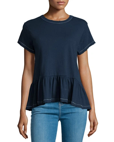 The Great The Ruffle Short-sleeve Tee In Black
