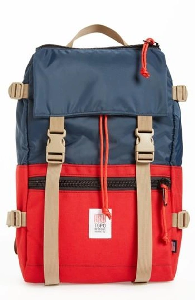 Topo Designs 'rover' Backpack - Blue In Navy/ Red