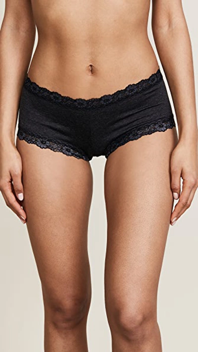 Hanky Panky Low-rise Organic Cotton Boyshorts In Black Heather