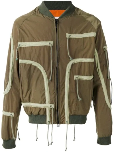 As65 Contrast Trim Bomber Jacket In Army Green Orange