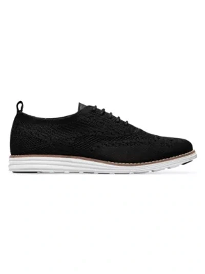Cole Haan Original Grand Womens Leather Perforated Oxfords In Black Knit