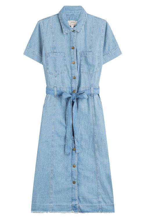 belted denim shirt dress