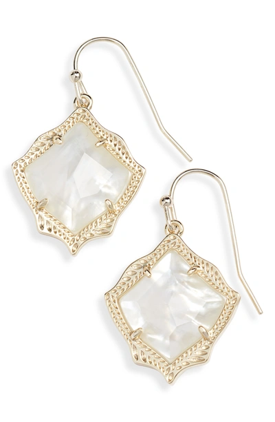 Kendra Scott Kirsten Earrings In Yellow Gold Plate In Ivory Mother Of Pearl/ Gold